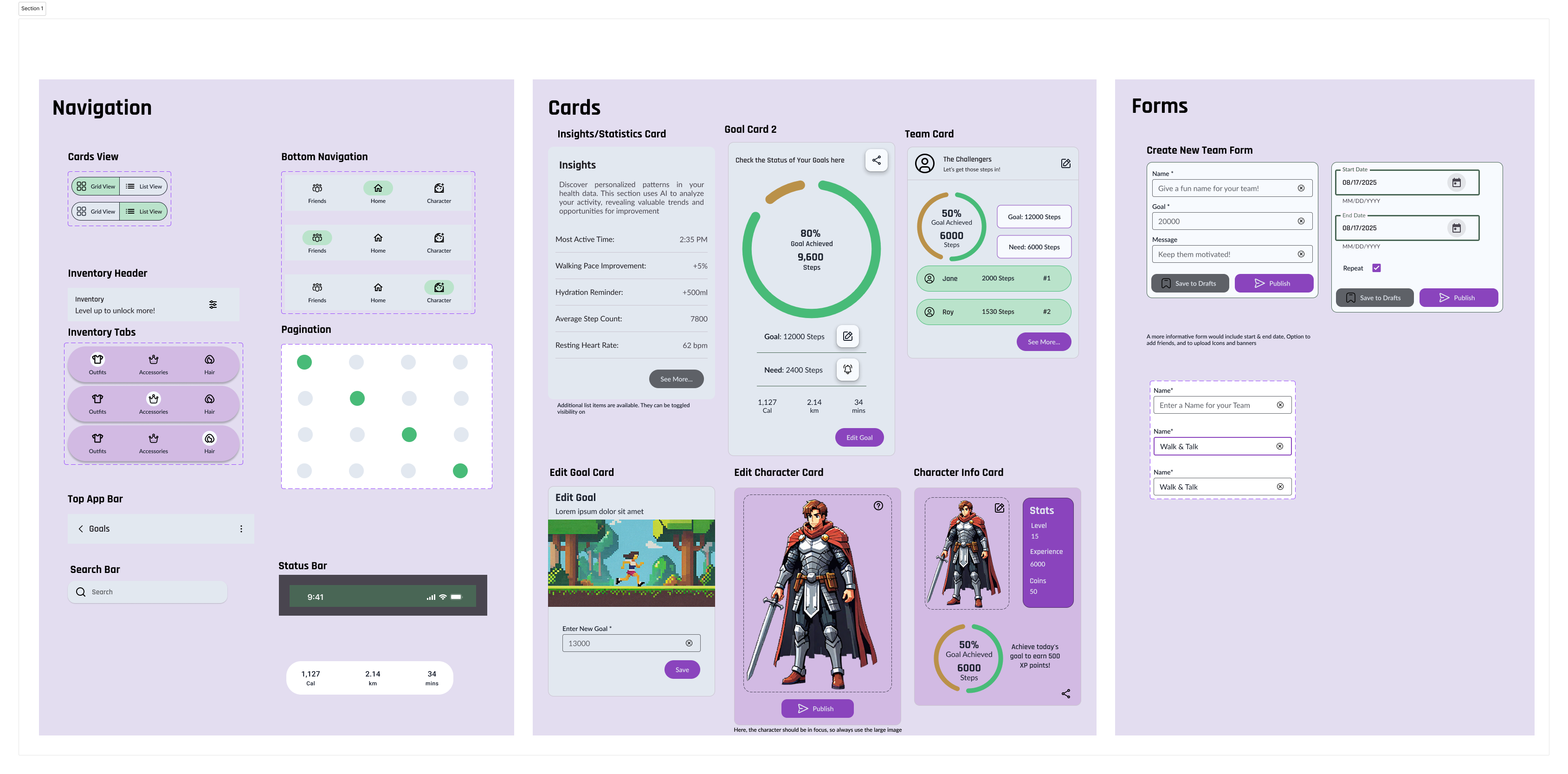 Patterns: Cards, Nav bars